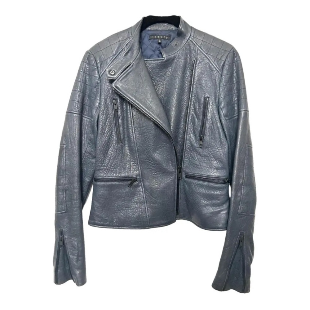 Theory Gray Leather Jacket for Women